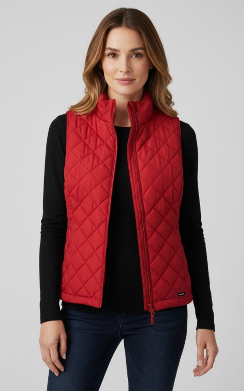 LANDS' END QUILTED FULL ZIP PUFFER VEST WOMENS SIZE XSMALL 2-4 RED